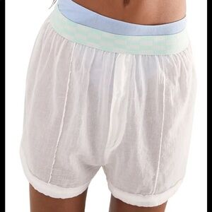 NWOT intimately free people white sheer pull on cotton sleep talk shorts small